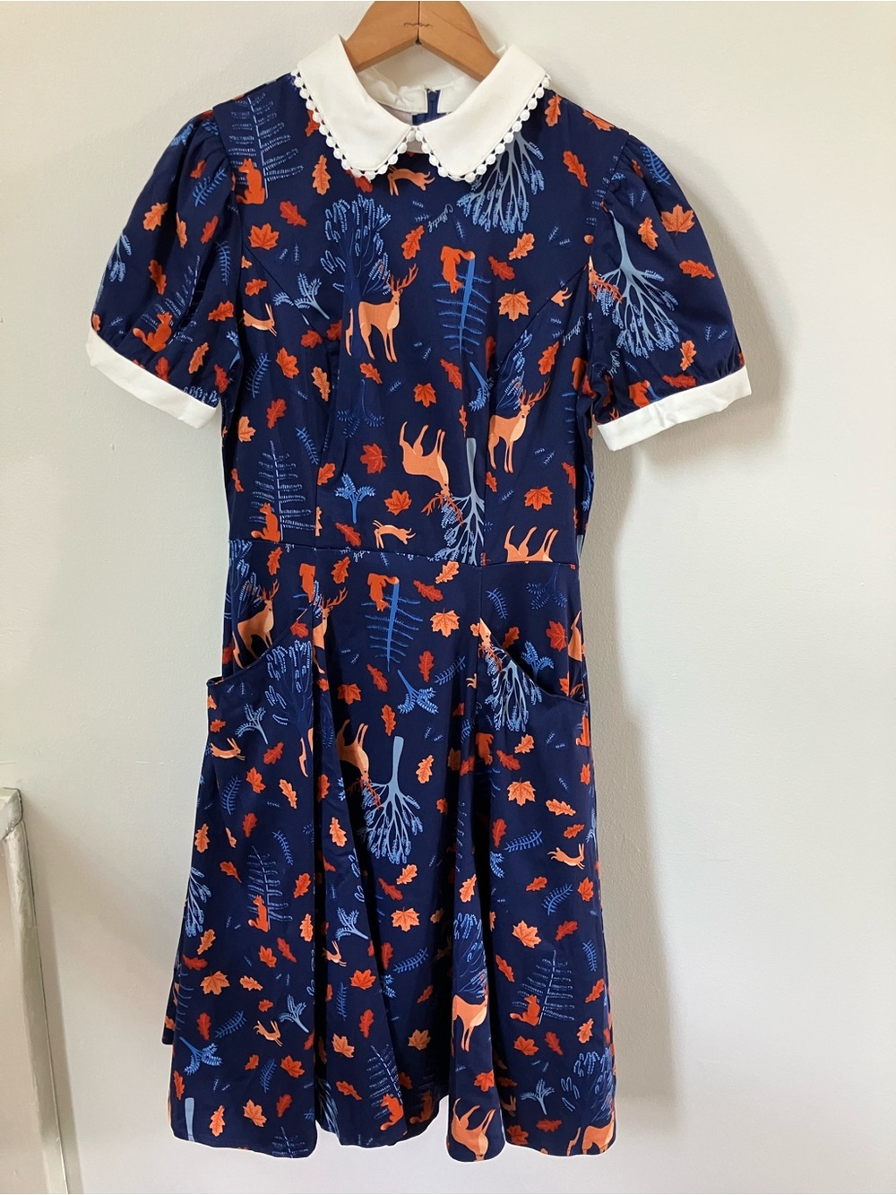 Collectif London Peta Magical Forest A-Line Swing Dress with Pockets - Size 6